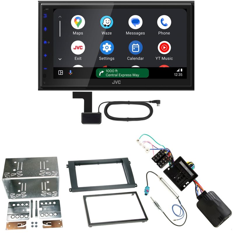 JVC KW-M695DBW Android Auto CarPlay DAB+ Einbauset für Porsche Cayenne ab 2007
