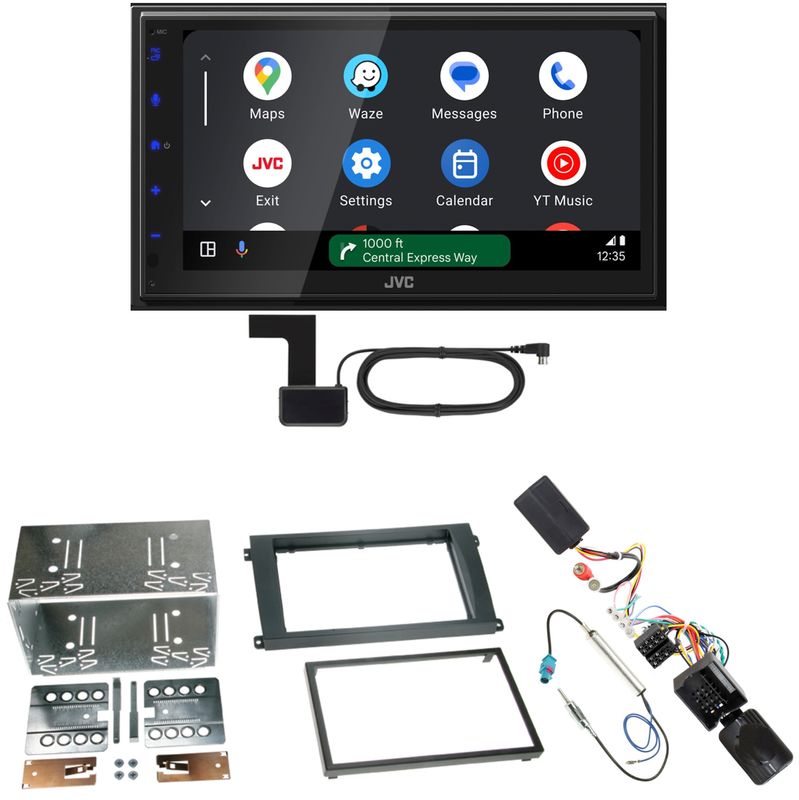 JVC KW-M695DBW Android Auto CarPlay DAB+ Einbauset für Porsche Cayenne ab 2007