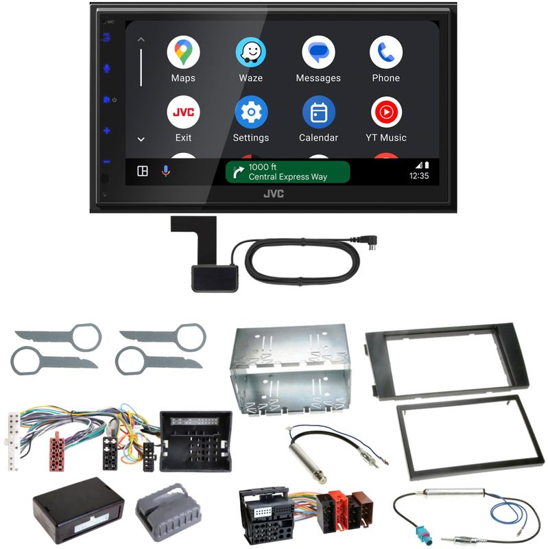 JVC KW-M595DBT Android Auto CarPlay DAB+ Einbauset für Audi A6 4B Facelift