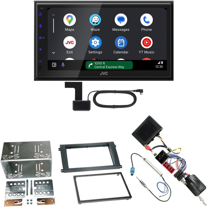 JVC KW-M595DBT Android Auto CarPlay DAB+ Einbauset für Porsche Cayenne bis 2006