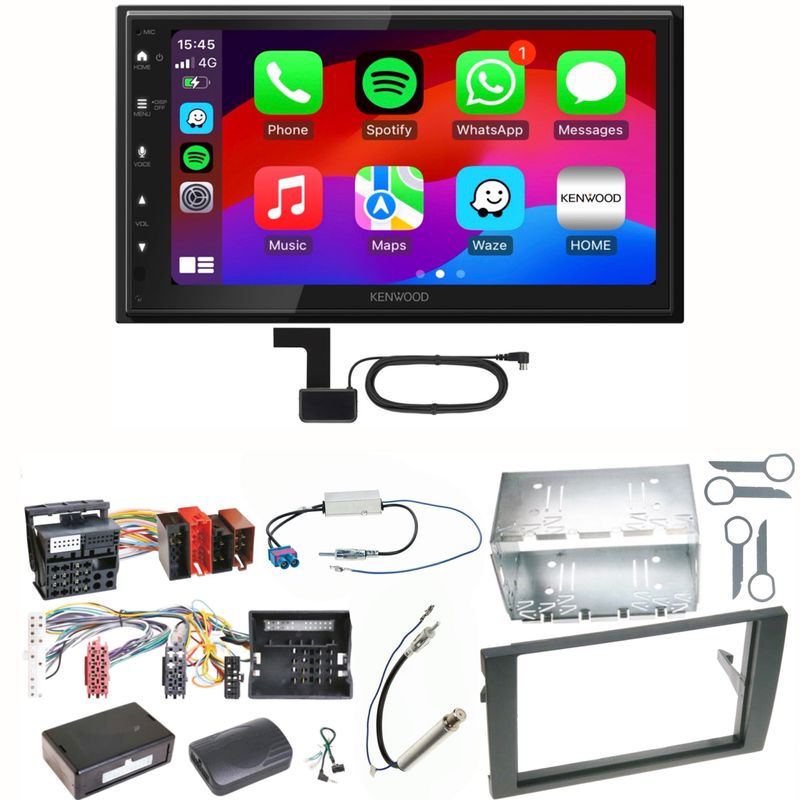 Kenwood DMX6523DABS Android Auto CarPlay Einbauset für Audi A4 B6 B7 Seat Exeo