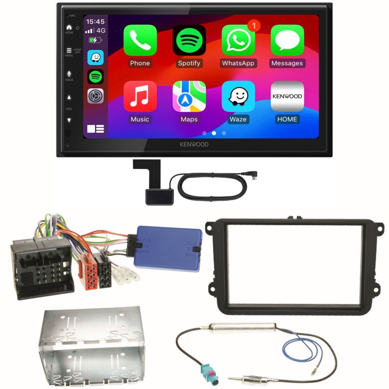 Kenwood DMX6523DABS Android Auto Einbauset für Seat Alhambra Altea XL Leon