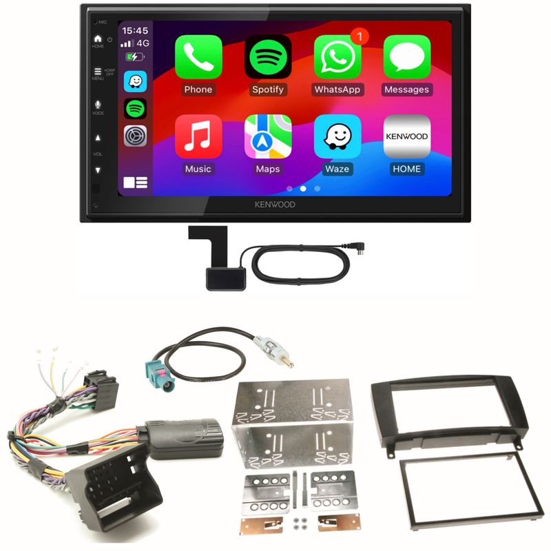 Kenwood DMX6523DABS Android Auto Einbauset für Mercedes CLK W209 Facelift