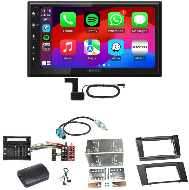 Kenwood DMX6523DABS Android Auto CarPlay Einbauset für Mercedes W211 CLS W219