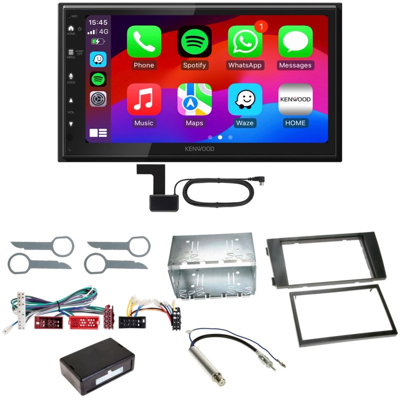 Kenwood DMX6523DABS Android Auto CarPlay Bluetooth Einbauset für Audi A6 4B