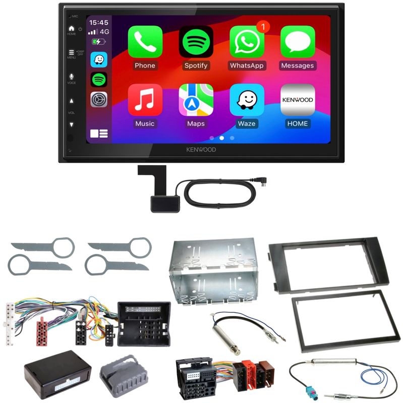 Kenwood DMX6523DABS Android Auto CarPlay Einbauset für Audi A6 4B Facelift