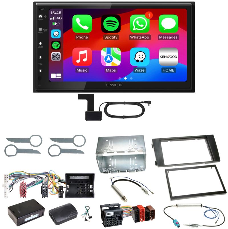 Kenwood DMX6523DABS Android Auto CarPlay Einbauset für Audi A6 4B Facelift