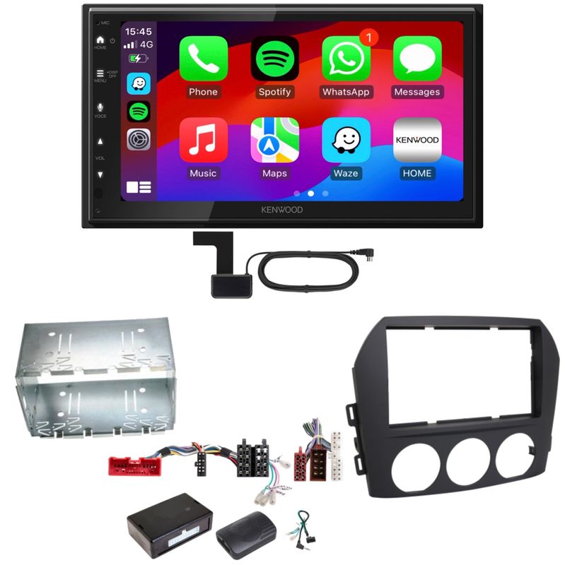 Kenwood DMX6523DABS Android Auto CarPlay Bluetooth Einbauset für Mazda MX-5 NC