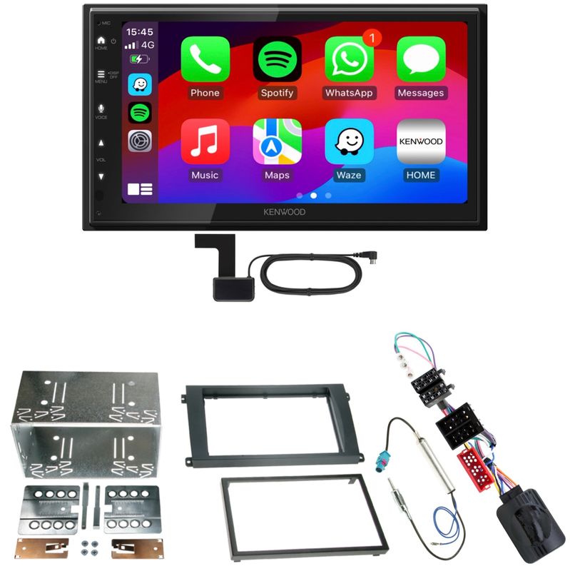 Kenwood DMX6523DABS Android Auto CarPlay Einbauset für Porsche Cayenne bis 2006
