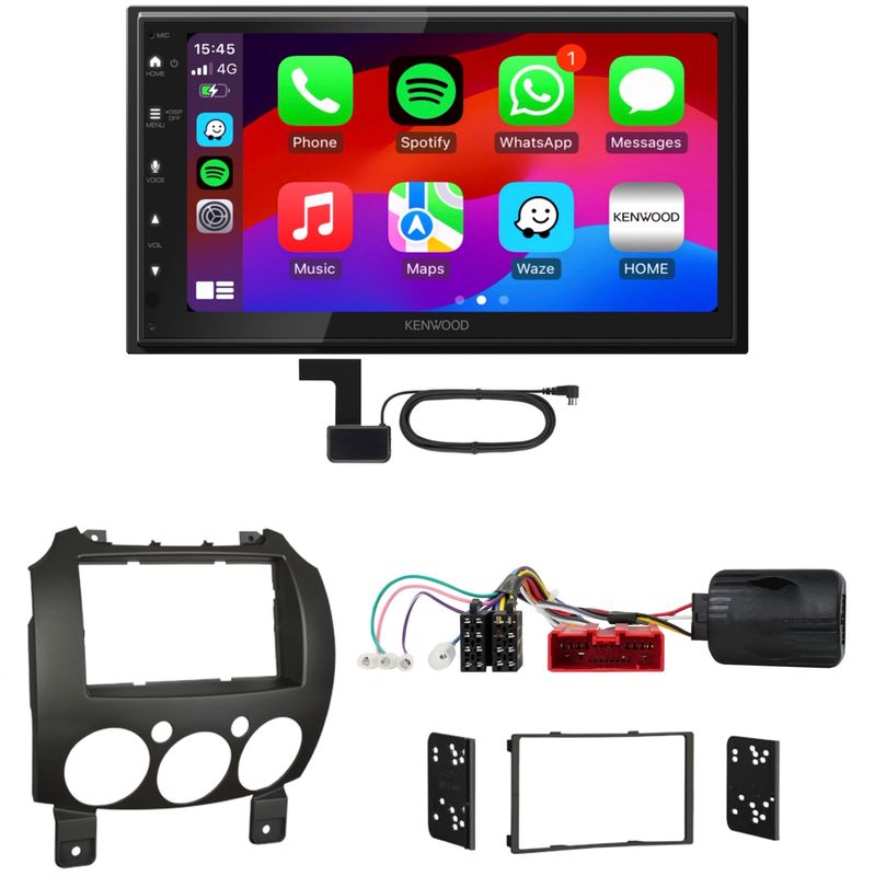 Kenwood DMX6523DABS Android Auto CarPlay Einbauset für Mazda 2 2008-2014
