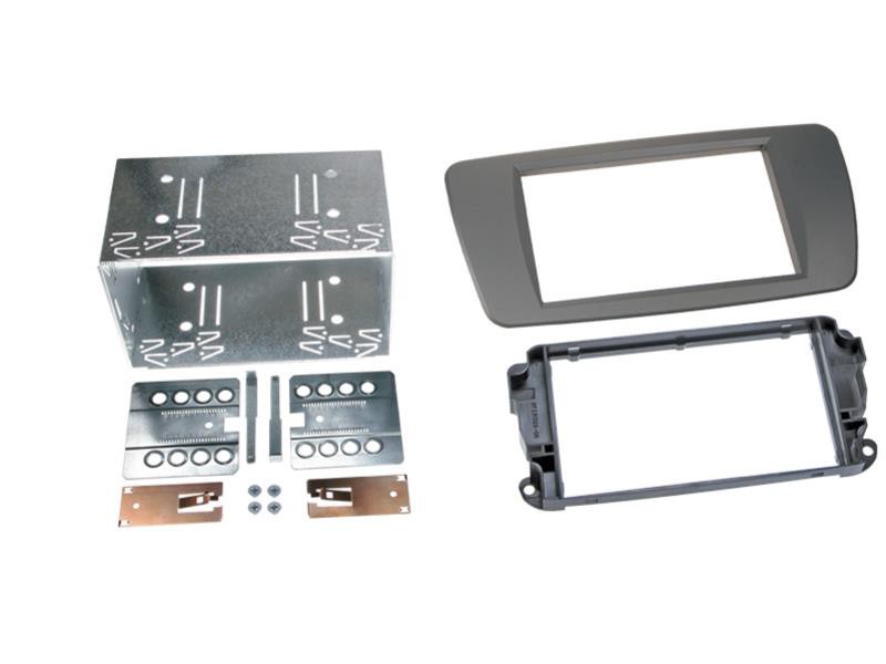 Radioblende Doppel-DIN Set Seat Ibiza 6J 6JN ab 2008 conemare grau Einbaurahmen
