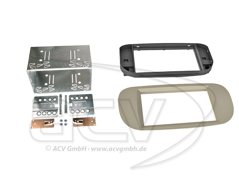 2-DIN Radioblende Fiat 500 Beige Einbaurahmen Radiohalterung Doppel-DIN Set 2-DIN Radioblende Fiat 500 Beige Einbaurahmen Radiohalterung Doppel-DIN Set