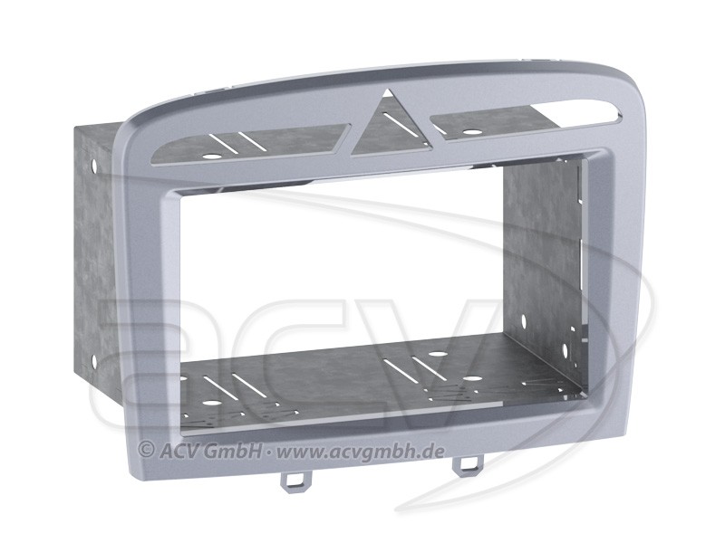 2-DIN Radioblende Peugeot 308 CC RCZ Silber Doppel Einbaurahmen Radiohalterung