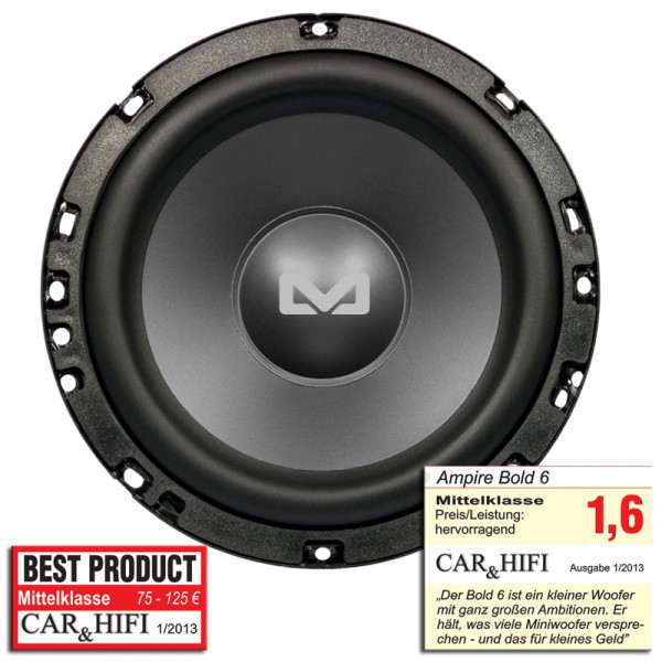 AMPIRE Bold6 Subwoofer 16,5 cm Doppelschwingspule 2 x 4 Ohm 165 mm AMPIRE Bold6 Subwoofer 16,5 cm Doppelschwingspule 2 x 4 Ohm 165 mm