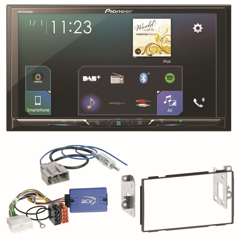 Pioneer SPH-DA230DAB Carplay Android Auto Einbauset für Nissan Qashqai J10