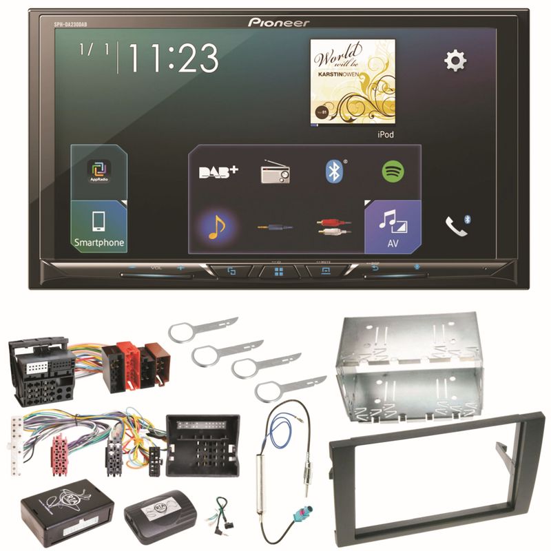 Pioneer SPH-DA230DAB Carplay Android Auto Einbauset für Audi A4 B7 Seat Exeo