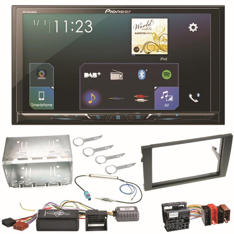 Pioneer SPH-DA230DAB Carplay Android Auto Einbauset für Seat Exeo Audi A4 B7