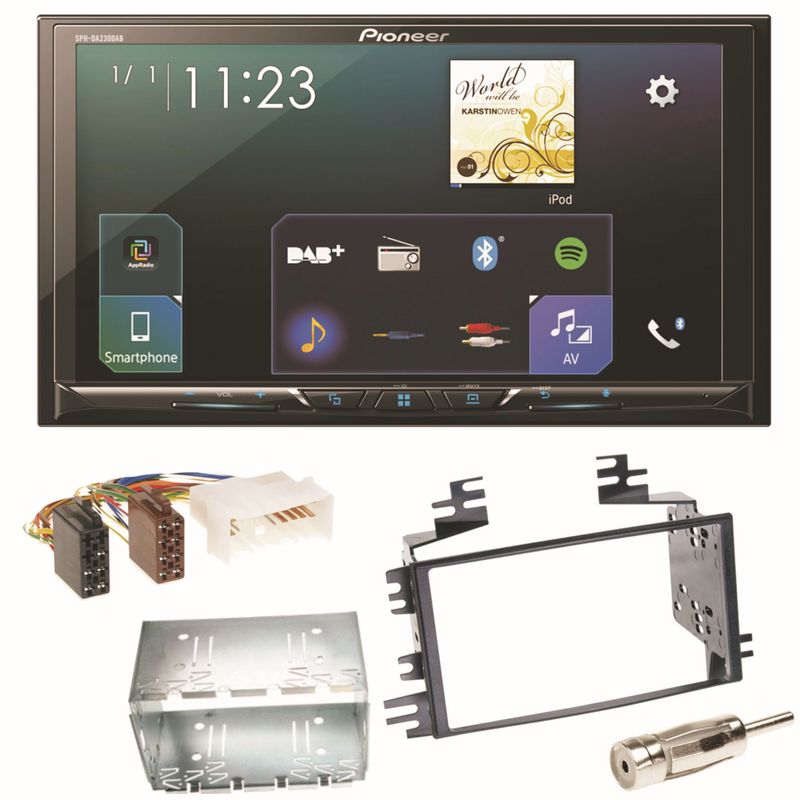 Pioneer SPH-DA230DAB Bluetooth Autoradio USB Einbauset für Kia Sportage JE Rio JB