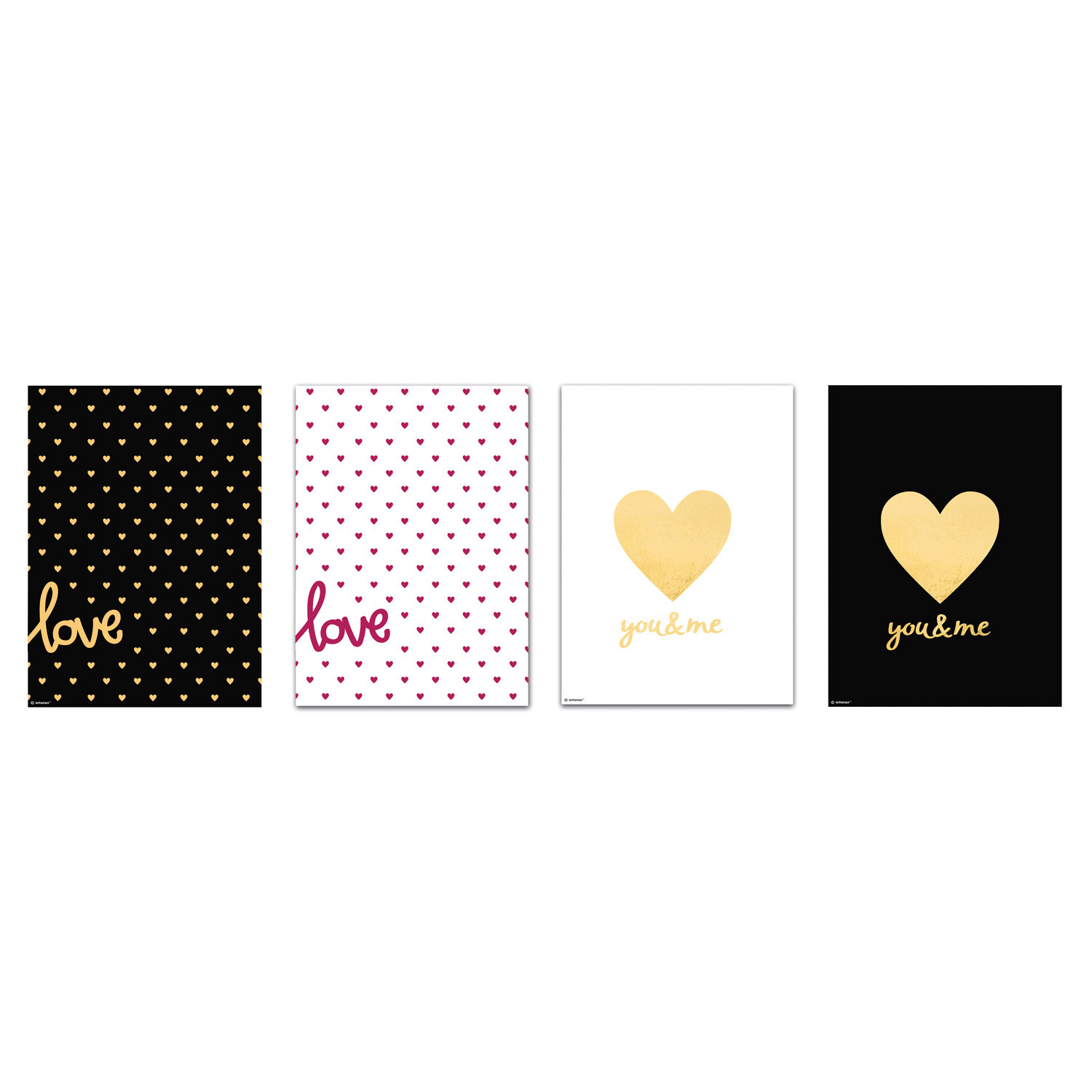 4 Geschenktüten Papier Everyday Love 15cm x 21cm x 6cm