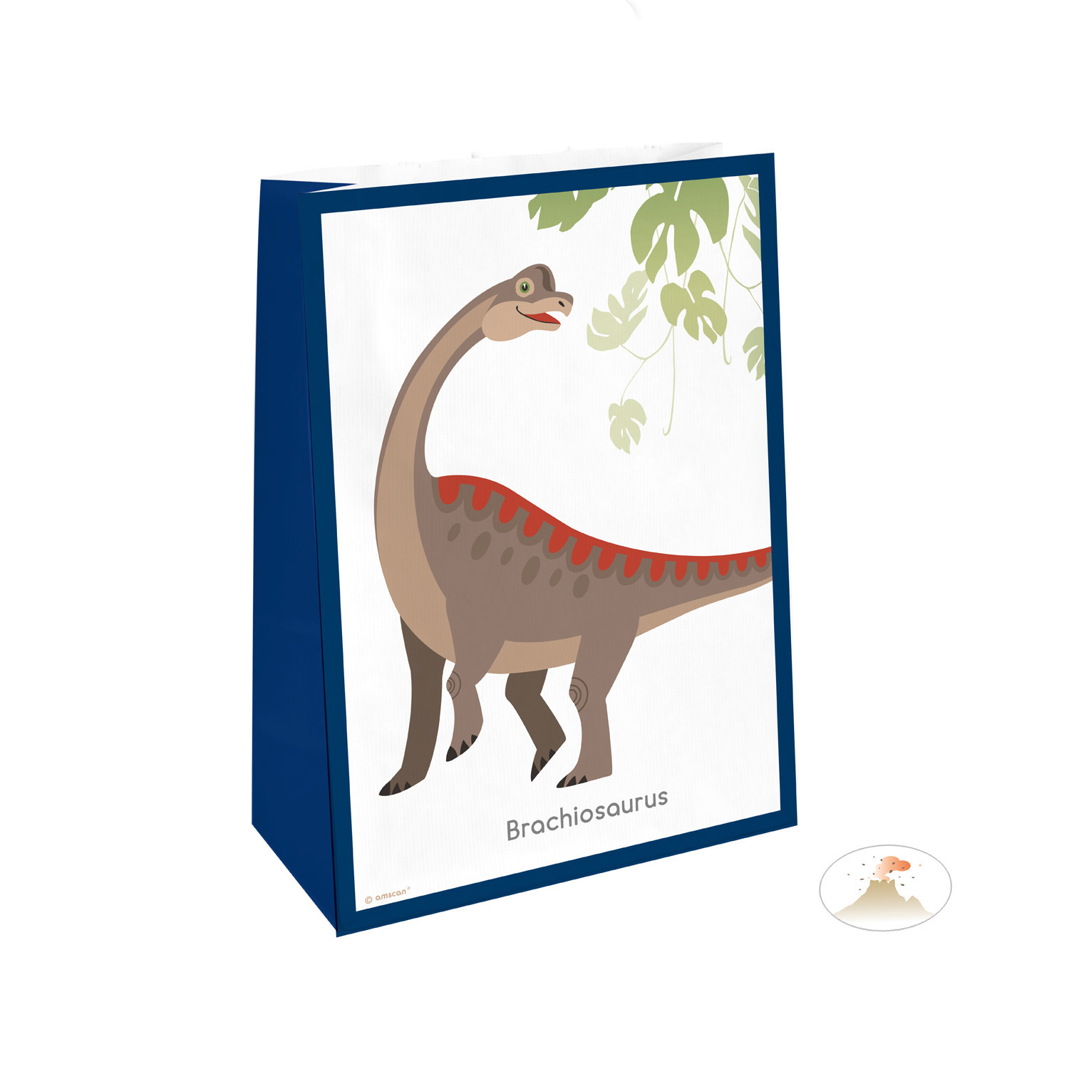 Happy Dinosaur - 4 Papiertüten mit Sticker Dino Brachiosaurus