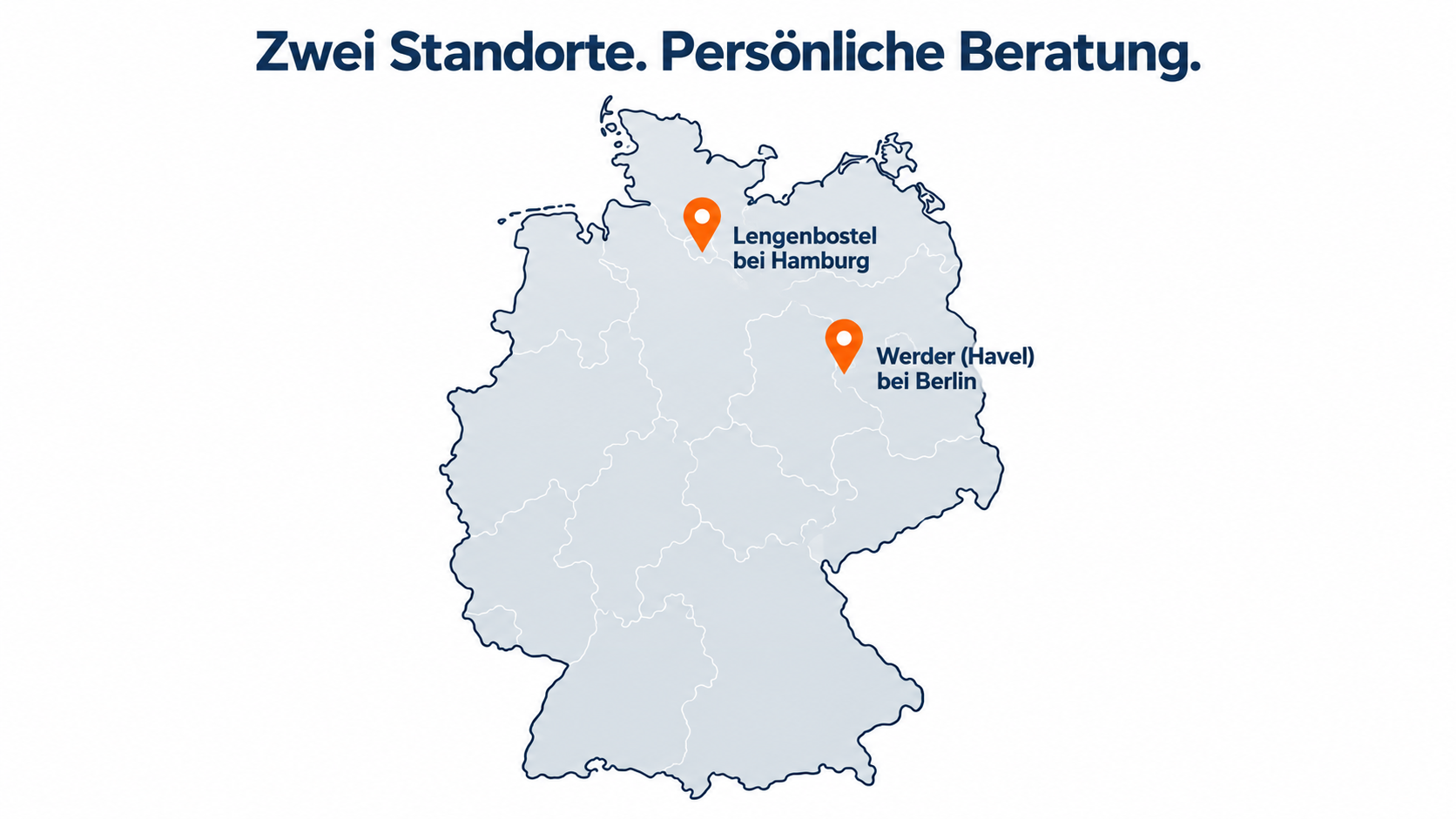 Deutschlandkarte mit den Kajakprofi-Standorten Lengenbostel und Werder (Havel)