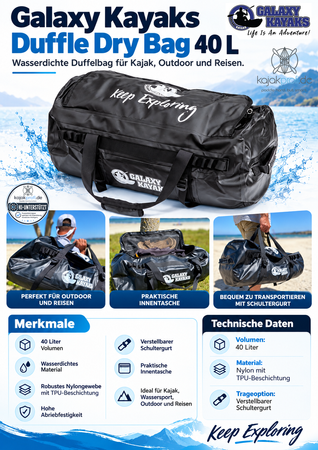 Galaxy Kayaks Duffle Dry Bag mit Schultergurt - 40L