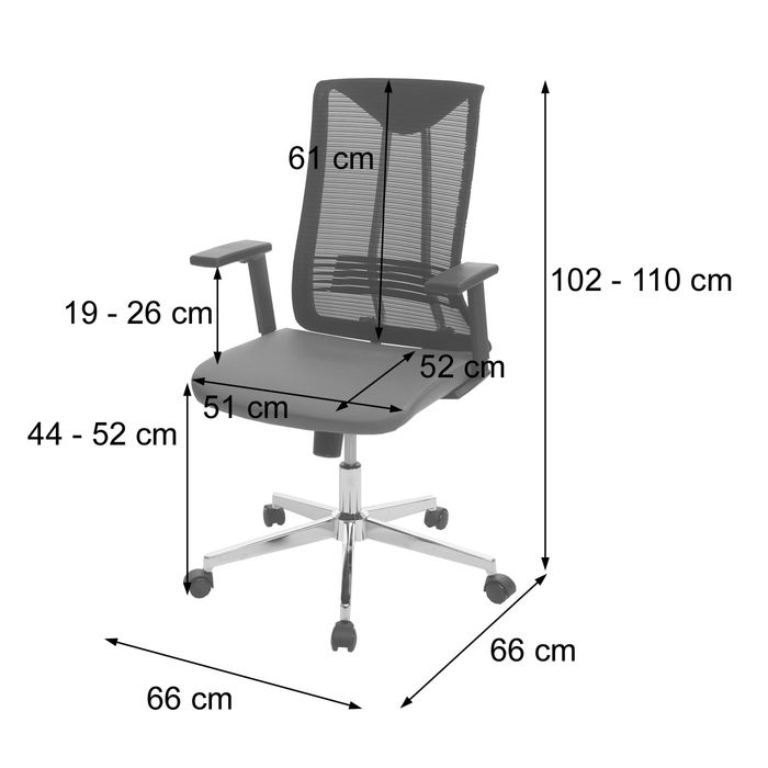 Bürostuhl Bemassungsbild