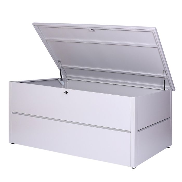 Gartentruhe, Aufbewahrungsbox, Wasserdicht Edelstahl 69x185x85 783l - hellgrau