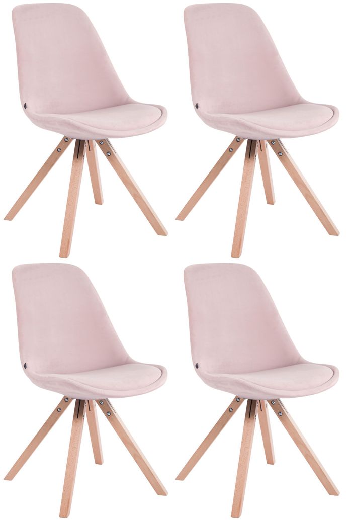 4er Set Stühle Toulouse Samt Square natura, pink