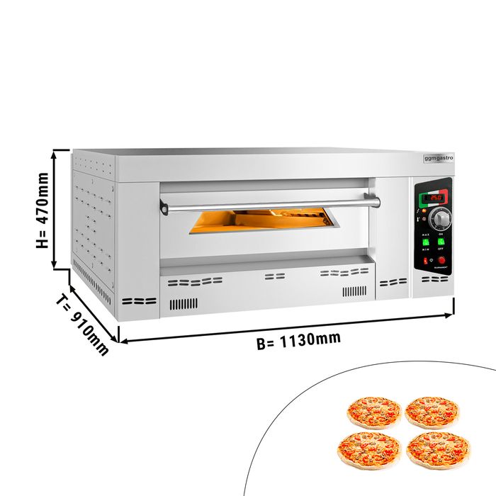 Professioneller Gas Pizzaofen für vier Pizzen mit 34 cm Durchmesser