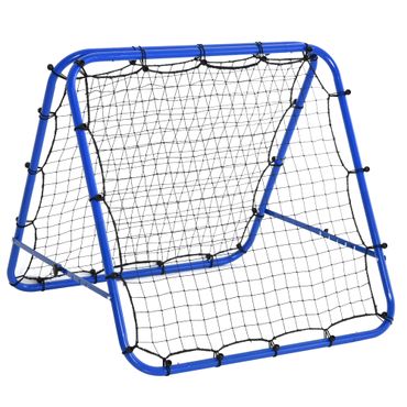 Fussball Rebounder Kickback Tor Rückprallwand Netz beidseitiger Rückprall Verstellbar in 5 Stufen Stahl Blau 100 x 95 x 90 cm
