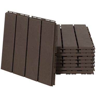 9 er Set Terassenfliesen Balkon Patio 30 x 30 cm Garten-Klickfliese Bodenbelag Bodenfliese Innen Aussen Kunststoff Braun