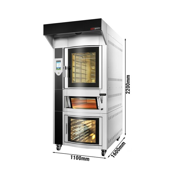 Rotierender Elektro Bäckerei Heissluftofen mit Pizzaofen Gärschrank und Haube