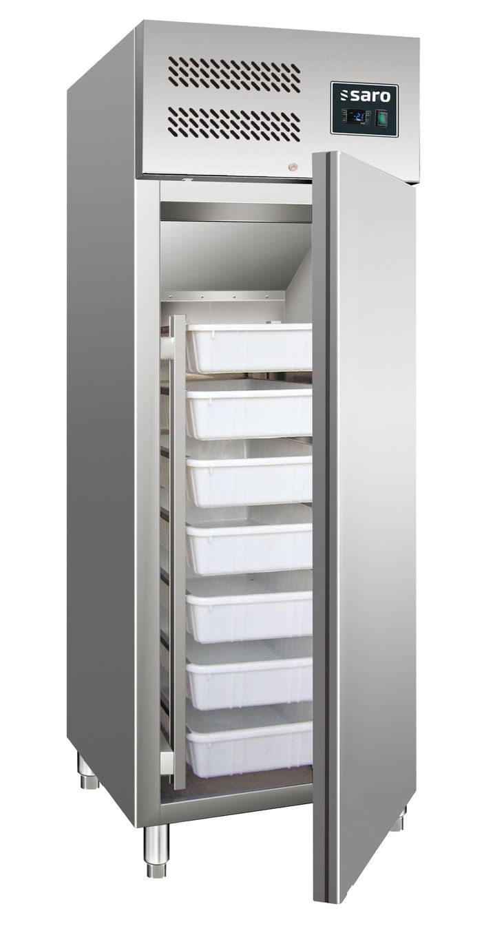 SARO Gastro Fischkühlschrank GN 600 TNF aus Edelstahl mit sieben Behältern