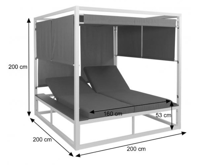 Aluminium Lounge-Gartenliege HWC-M63b Bemassung