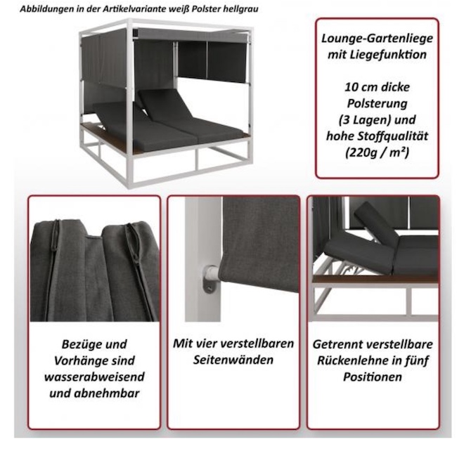 Aluminium Lounge-Gartenliege HWC-M63b Bulletbild