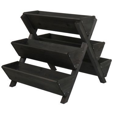 Pflanztreppe HWC-O15, Kräutertreppe Hochbeet, 5 Kästen 56x56x70 Outdoor Holz FSC® - anthrazit