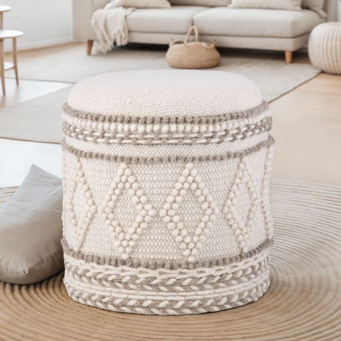 Sitzhocker Stauraum 40x45 cm Boho Design Hocker gepolstert Aufbewahrung
