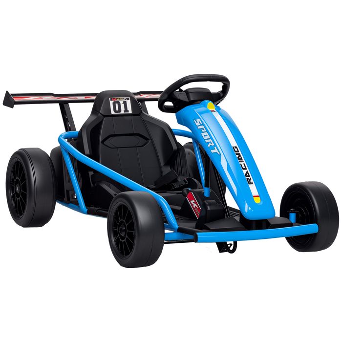 24V Elektro Go Kart für Kinder mit Drift-Modus, Sicherheitsgurt, Hupe und Musik