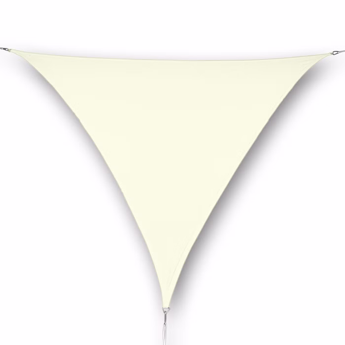 Wasserdichtes dreieckiges Sonnensegel mit rechtem Winkel in Creme