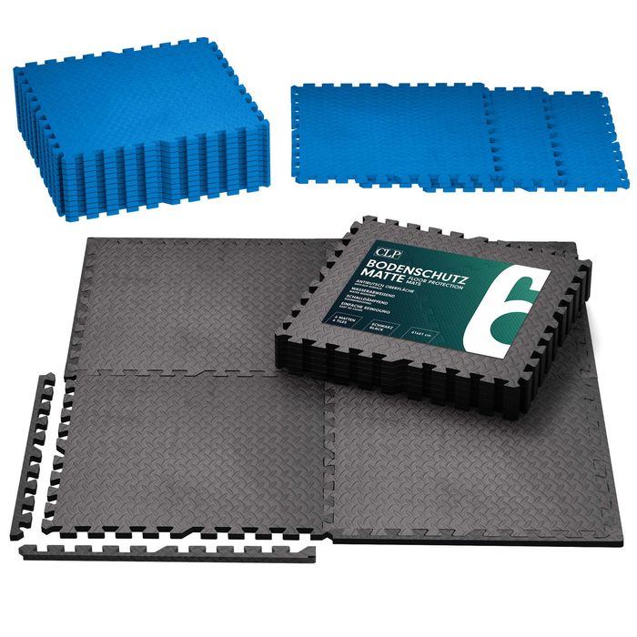 Schwarze Puzzle-Bodenschutzmatten im 6er-Set mit 61 x 61 cm