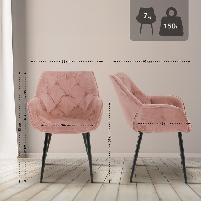 Stuhl Tanna Samt, rosa