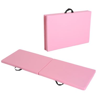 Trainingsmatte mit Griffen für Yoga, MMA, Fitness, Pilates, Synthetikbezug, 180x60x5cm, Rosa