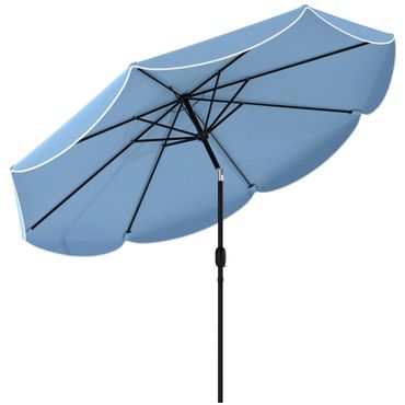 Sonnenschirm rund Balkonschirm Strandschirm 3-facher Neigung Kurbel 8 Streben Ø265x235Hcm Himmelblau
