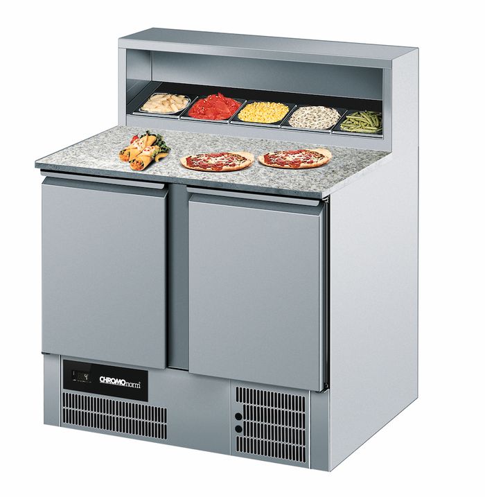 CHROMOnorm Belegstation und Pizzakühltisch GN 1/1 mit zwei Türen