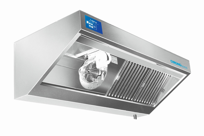 CHROMOnorm Wandhaube mit Ventilator und LED-Beleuchtung, 2000 Millimeter breit
