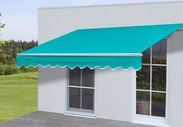 Alu-Markise, Gelenkarmmarkise 5x3m Polyester Türkis