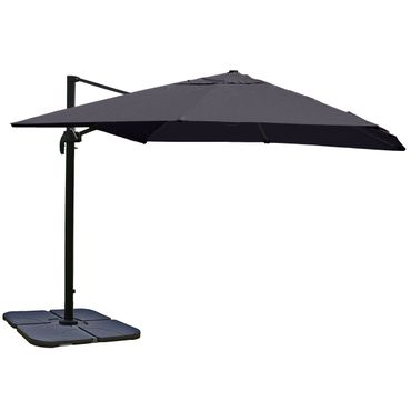 Gastronomie-Ampelschirm, 3x3m Polyester/Alu - anthrazit mit Ständer