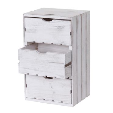 Kommode, Schubladenkommode, Shabby Look Vintage, 3 Schubladen 53x32x26cm - weiss