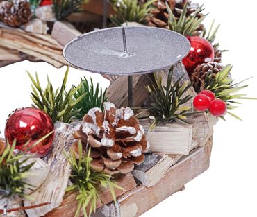 Adventskranz, Adventsgesteck, Holz rund ø 33cm